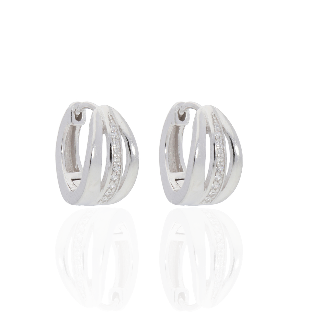Crossline Hoops Earrings - Elegant Gold Design