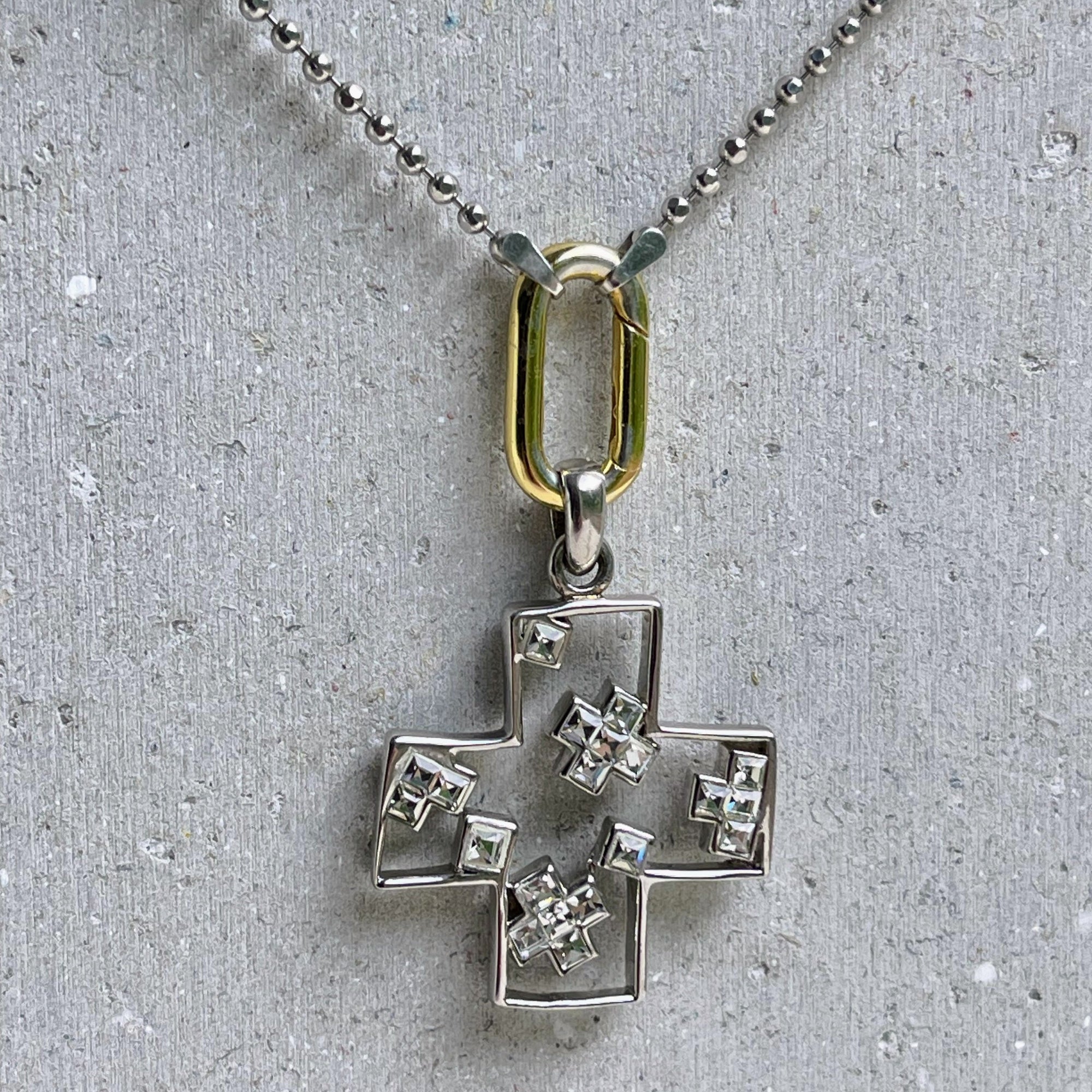 Crystal Glinting Crosses Necklace