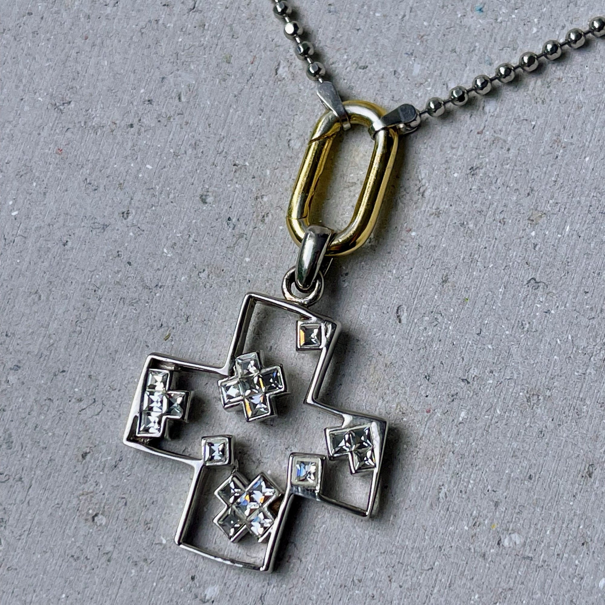 Crystal Glinting Crosses Necklace