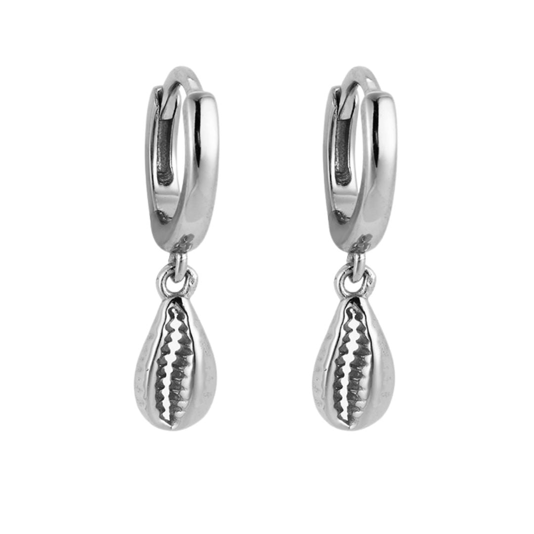 Sea Shell Charm Hoop Earrings