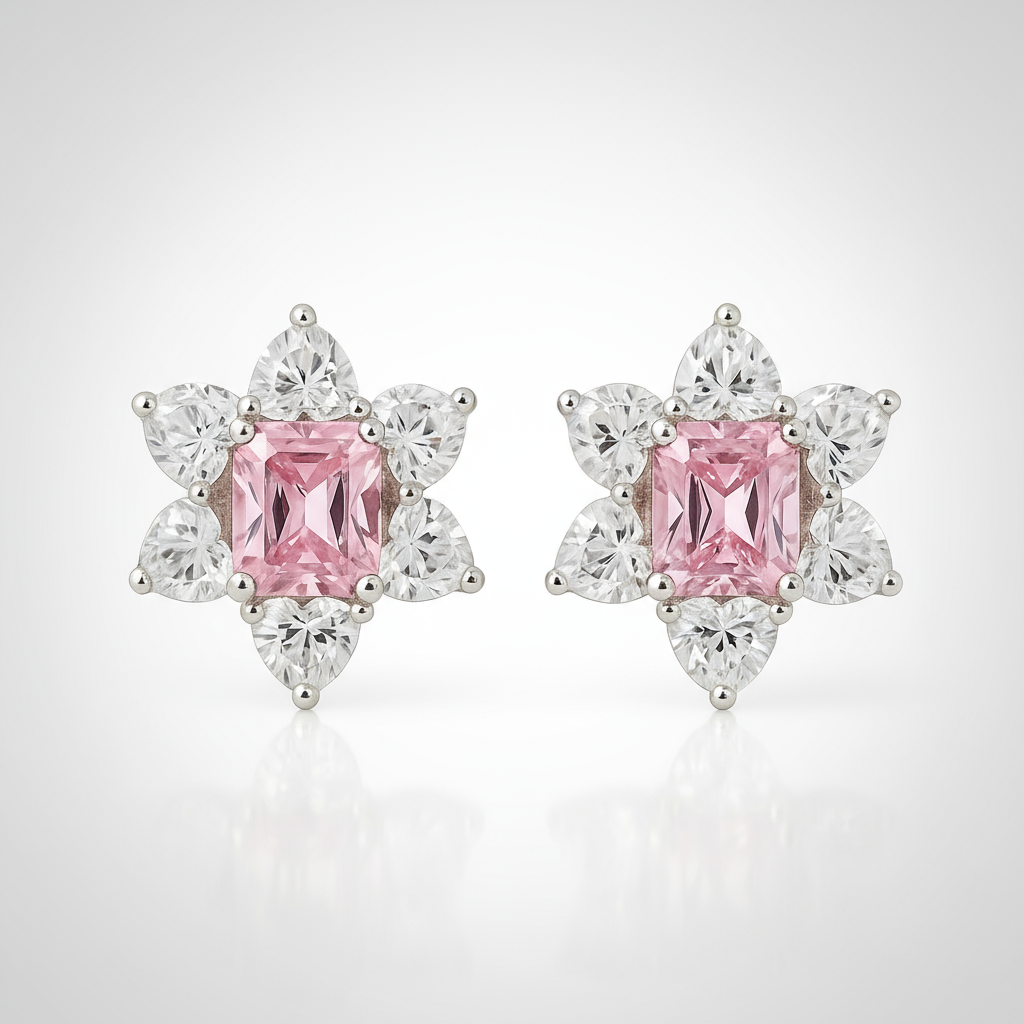 Vathë argjendi 925 me gur rozë të çelur – Frozen Pink