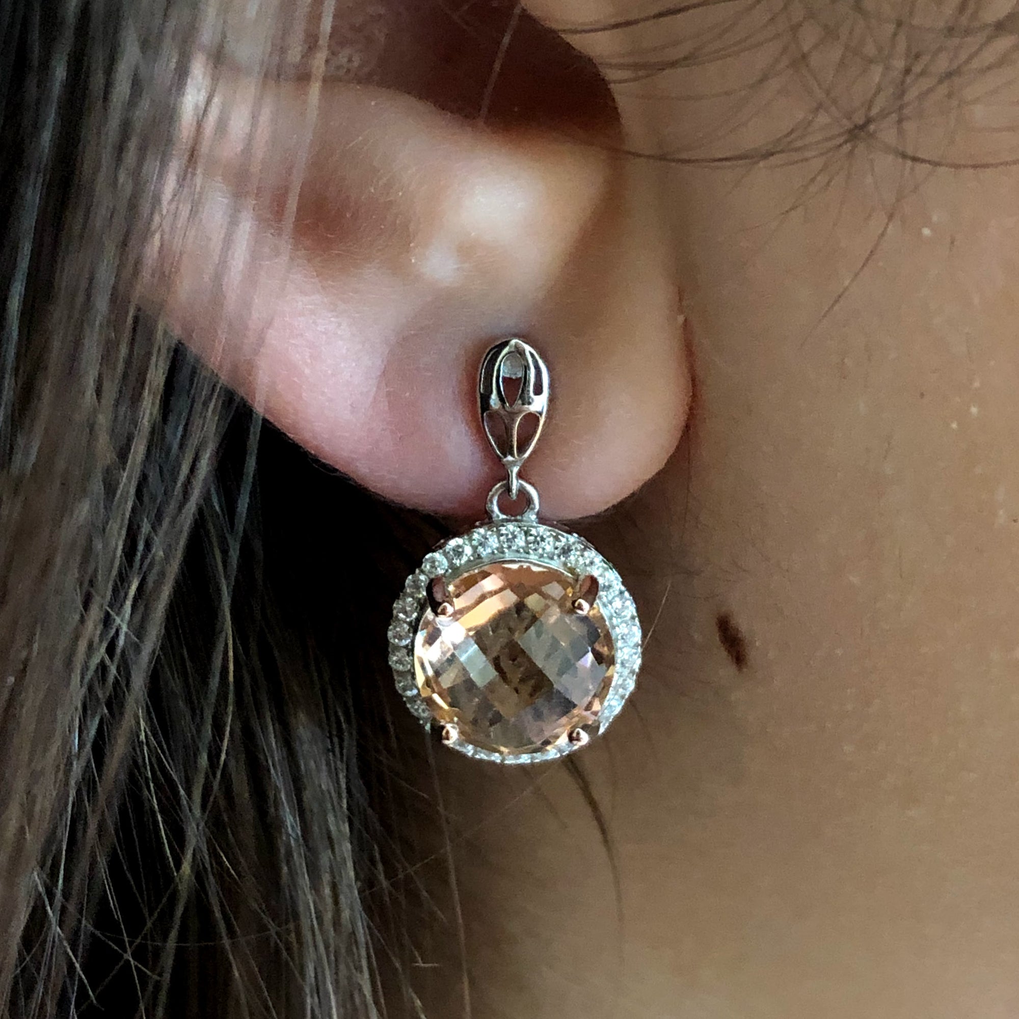 Round Morganite Earrings