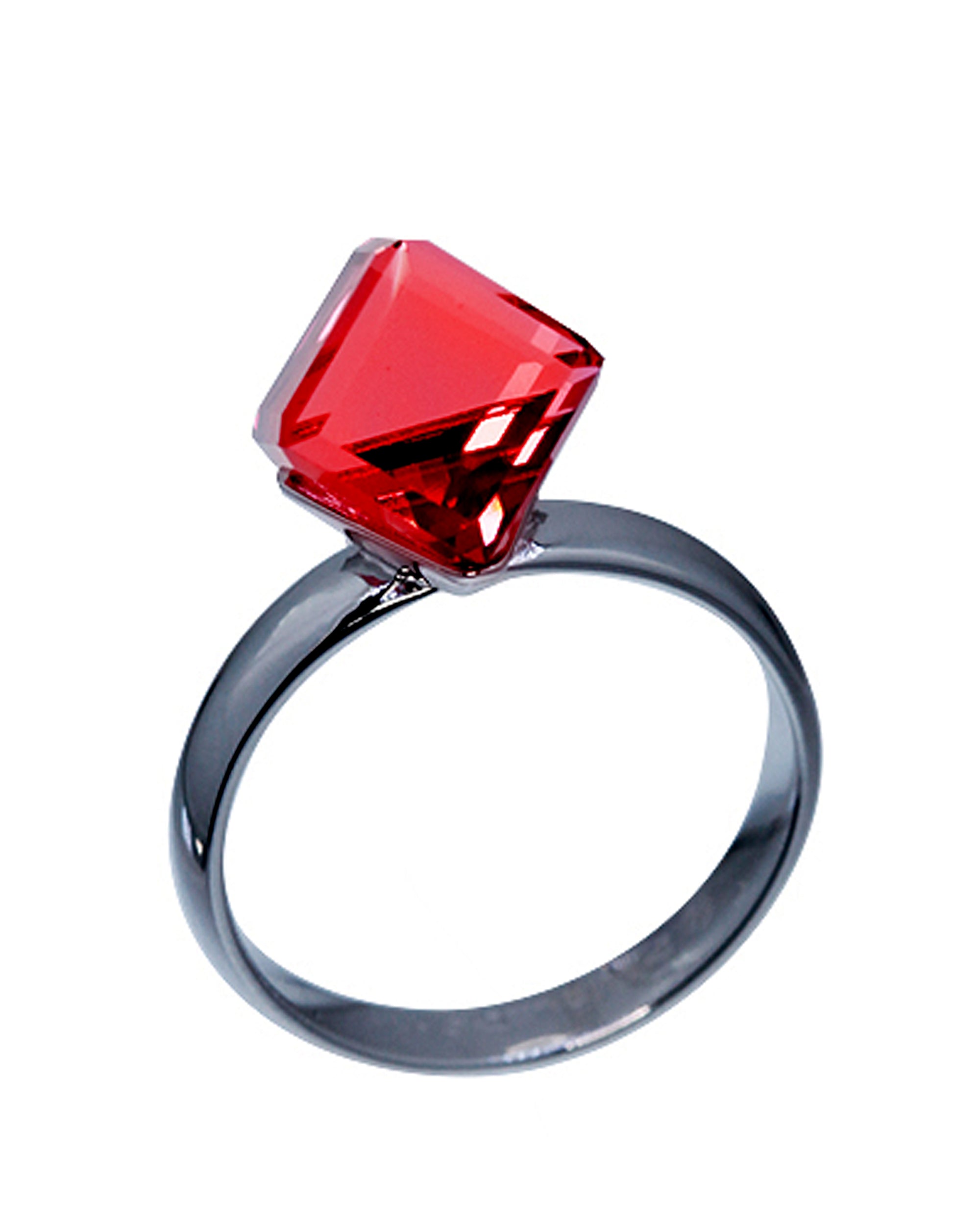 Small Cube of Passion Crystal Ring