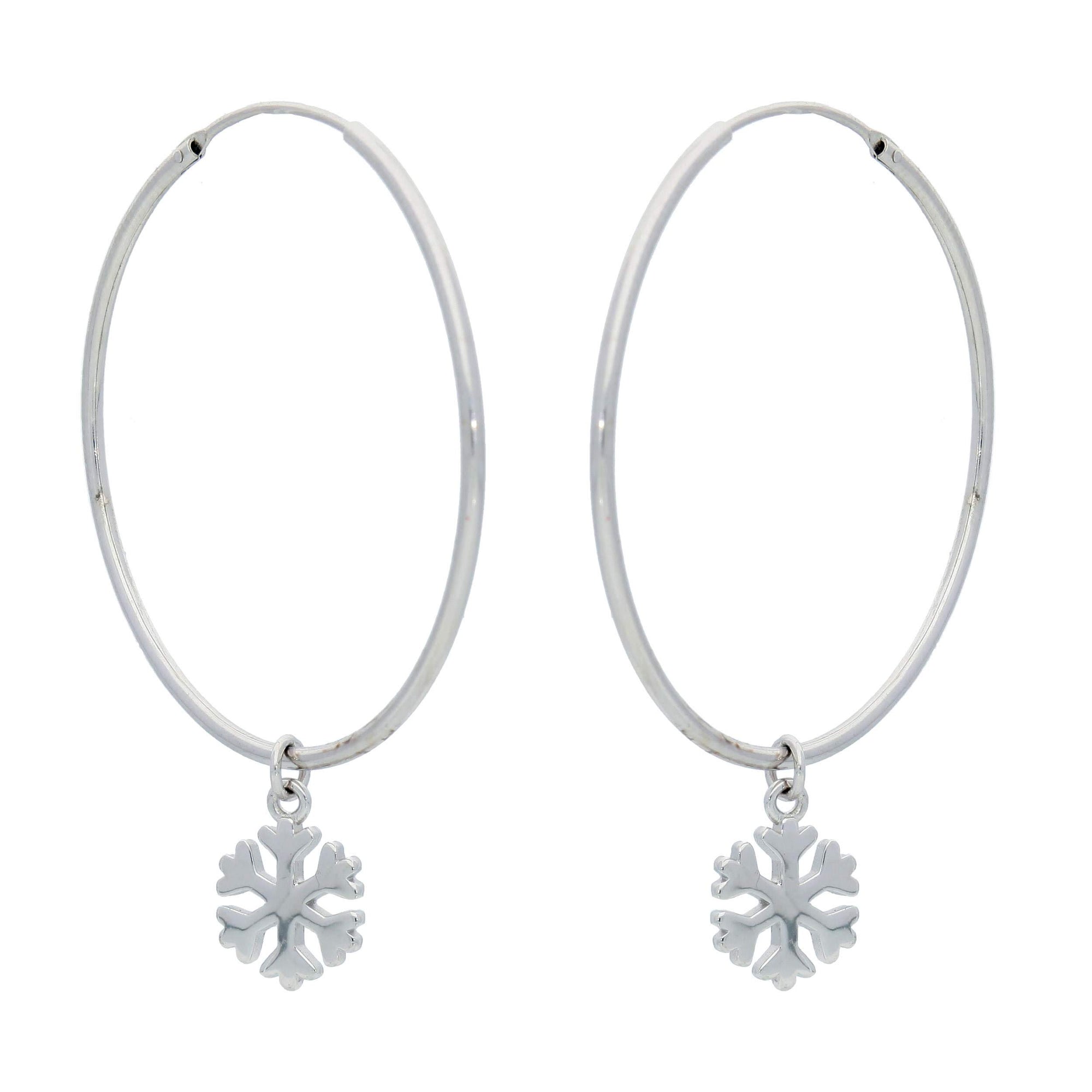 Snowflake Charm Hoop Earrings