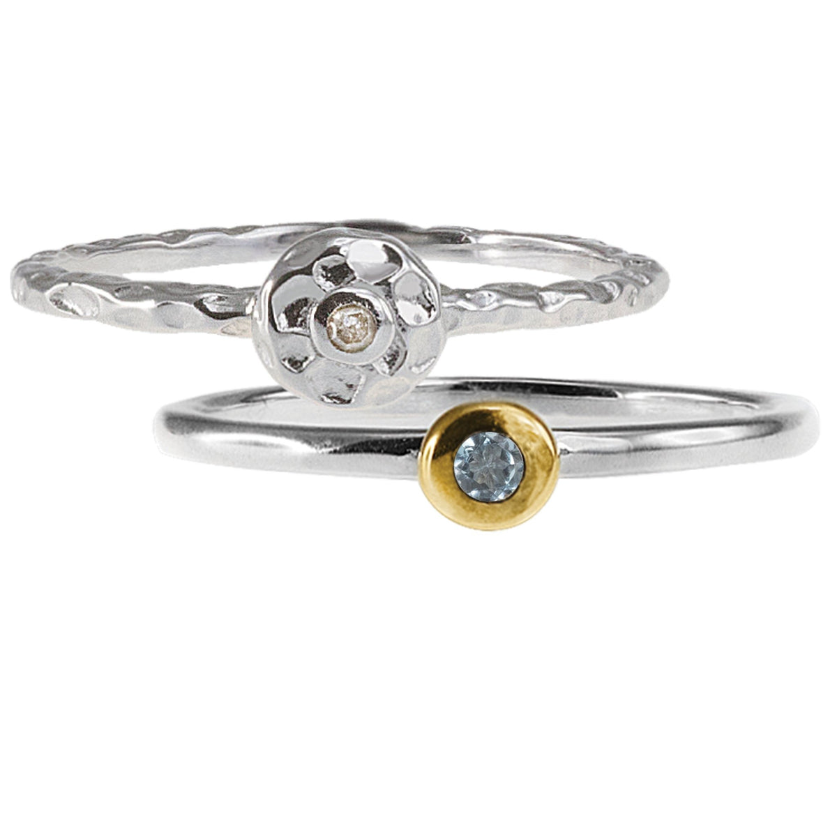 Diamond &amp; Blue Topaz Rings