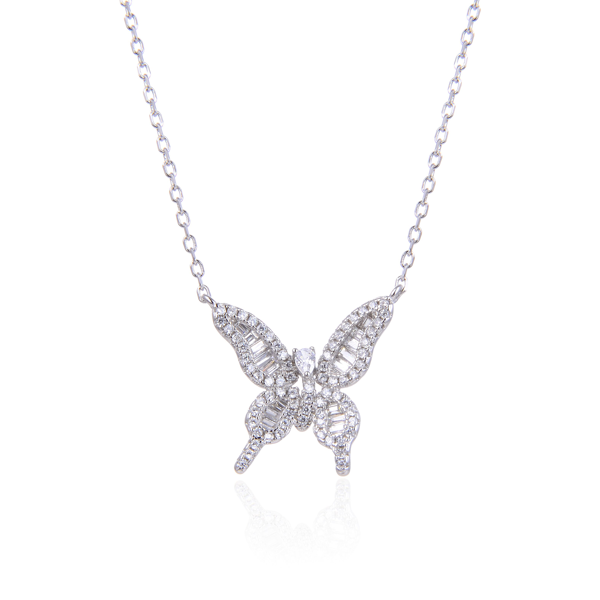 Baguette Butterfly Necklace