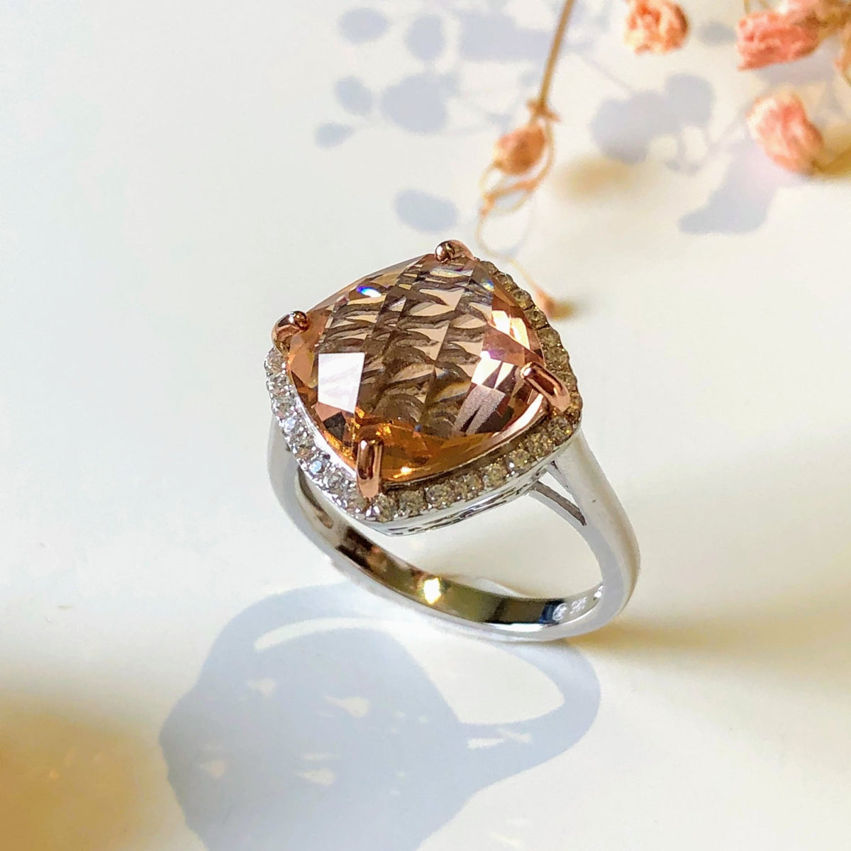 Square Morganite Ring